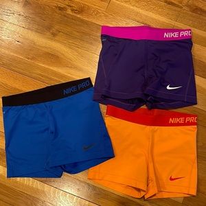 3 Pairs of Nike Pro 3” Spandex
